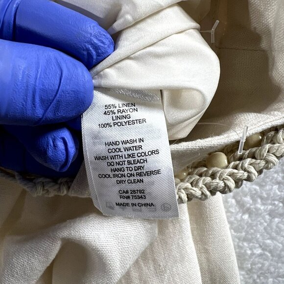 House Of Harlow 1960 NEW Womens XS Linen Blend Palazzo Pants Rope Beaded Belt - Picture 13 of 15